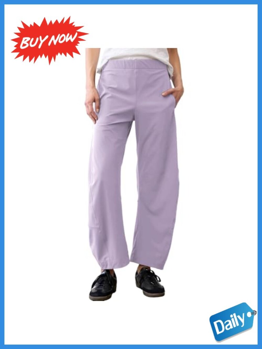 Women's High Waisted Barrel Pants Wide Leg Ankle Trousers with Pockets
